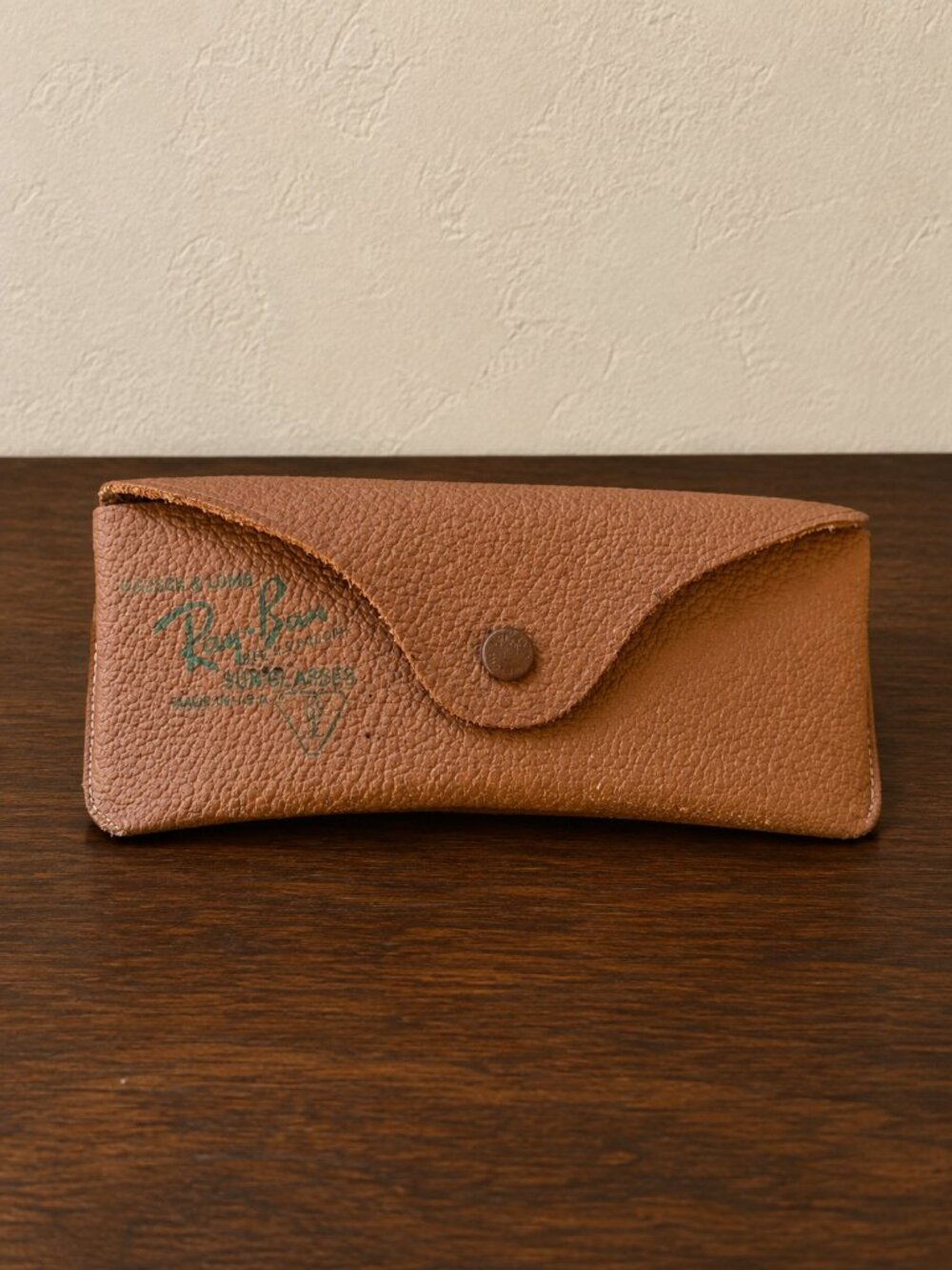 Vintage Ray-Ban Sunglasses Case Made in USA Tan Green Retro 70s Bausch & Lomb